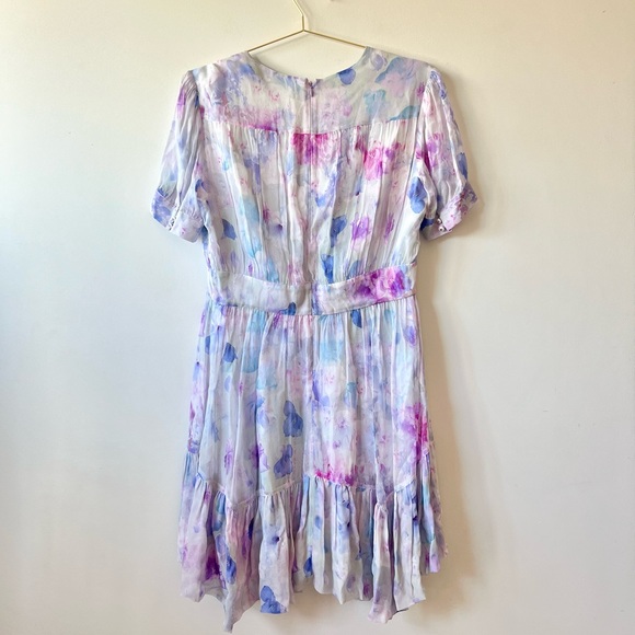 NWT The Kooples Short Sleeve Floral Printed Frill Handkerchief Dress - Picture 6 of 6